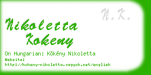 nikoletta kokeny business card