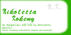 nikoletta kokeny business card